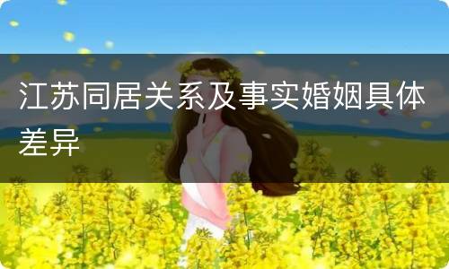 江苏同居关系及事实婚姻具体差异