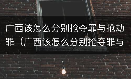 广西该怎么分别抢夺罪与抢劫罪（广西该怎么分别抢夺罪与抢劫罪呢）