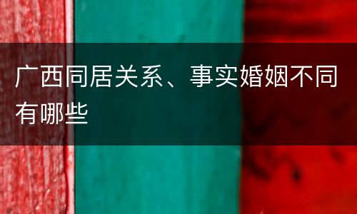 广西同居关系、事实婚姻不同有哪些