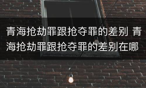 青海抢劫罪跟抢夺罪的差别 青海抢劫罪跟抢夺罪的差别在哪