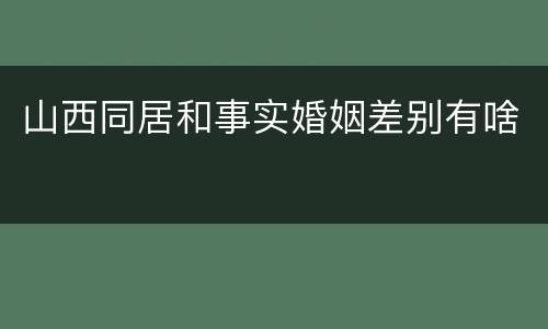 山西同居和事实婚姻差别有啥