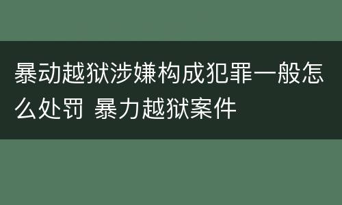 暴动越狱涉嫌构成犯罪一般怎么处罚 暴力越狱案件