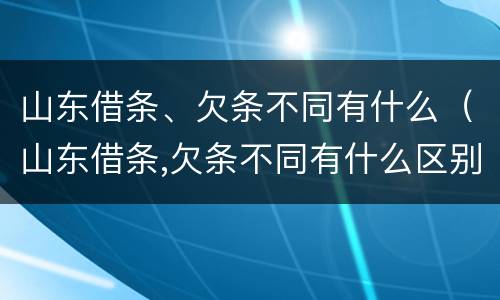 山东借条、欠条不同有什么（山东借条,欠条不同有什么区别）