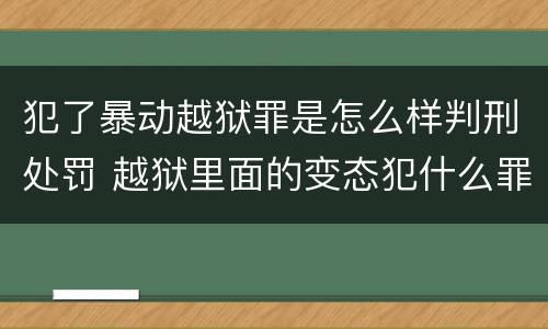 犯了暴动越狱罪是怎么样判刑处罚 越狱里面的变态犯什么罪