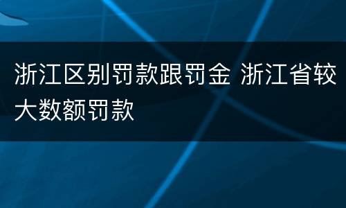 浙江区别罚款跟罚金 浙江省较大数额罚款