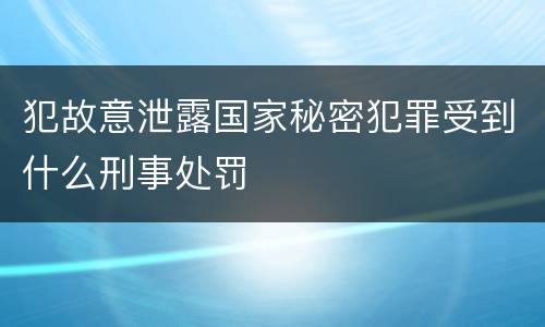 犯故意泄露国家秘密犯罪受到什么刑事处罚