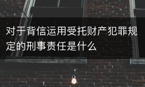 对于背信运用受托财产犯罪规定的刑事责任是什么