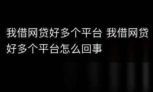 我借网贷好多个平台 我借网贷好多个平台怎么回事