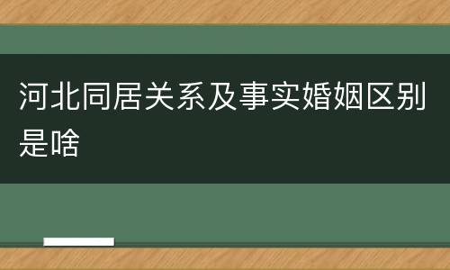 河北同居关系及事实婚姻区别是啥