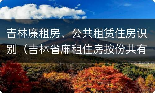 吉林廉租房、公共租赁住房识别（吉林省廉租住房按份共有产权实施管理办法）