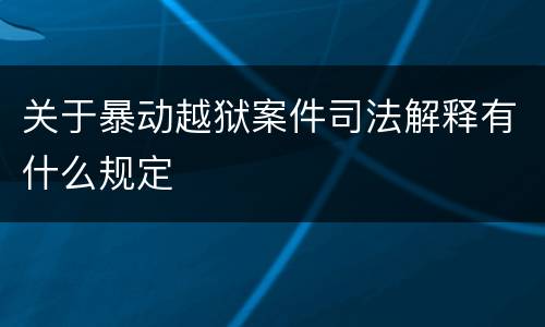 关于暴动越狱案件司法解释有什么规定