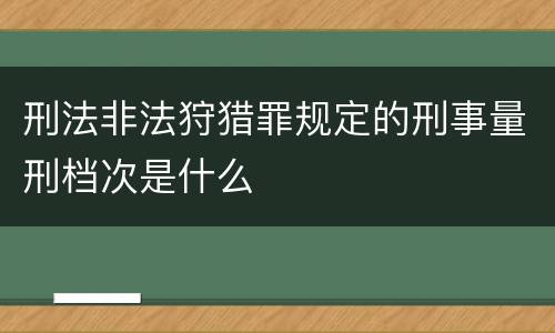 刑法非法狩猎罪规定的刑事量刑档次是什么