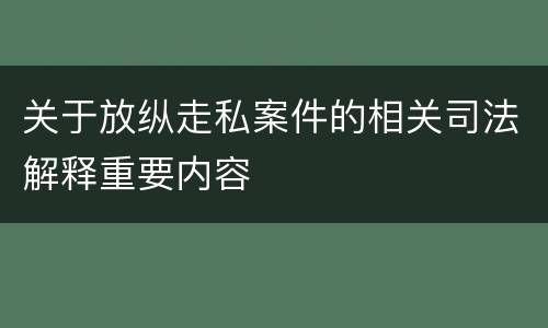 关于放纵走私案件的相关司法解释重要内容