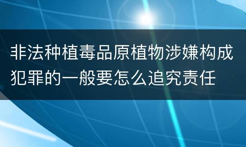 非法种植毒品原植物涉嫌构成犯罪的一般要怎么追究责任