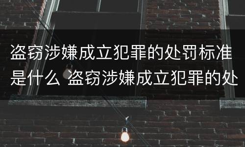 盗窃涉嫌成立犯罪的处罚标准是什么 盗窃涉嫌成立犯罪的处罚标准是什么意思