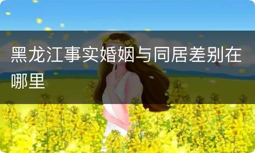 黑龙江事实婚姻与同居差别在哪里