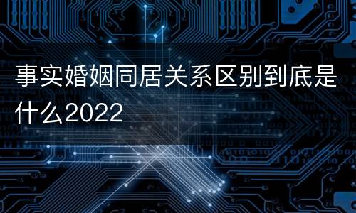 事实婚姻同居关系区别到底是什么2022