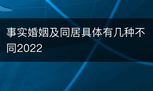 事实婚姻及同居具体有几种不同2022