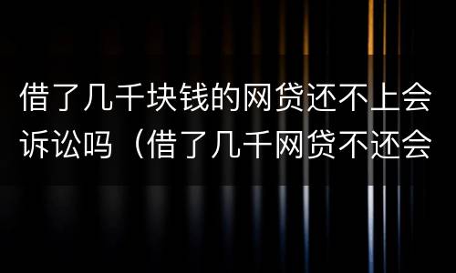 借了几千块钱的网贷还不上会诉讼吗（借了几千网贷不还会怎样）