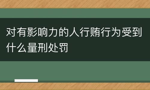 对有影响力的人行贿行为受到什么量刑处罚