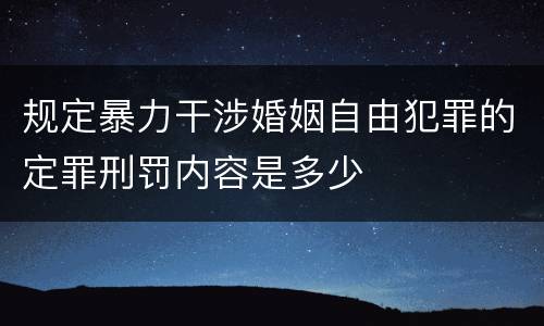 规定暴力干涉婚姻自由犯罪的定罪刑罚内容是多少