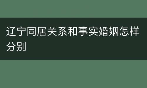 辽宁同居关系和事实婚姻怎样分别