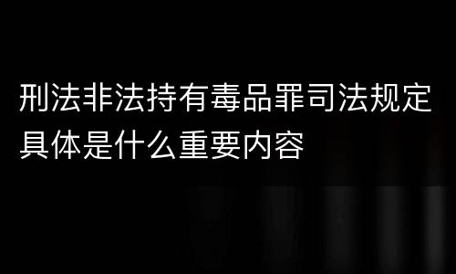 刑法非法持有毒品罪司法规定具体是什么重要内容