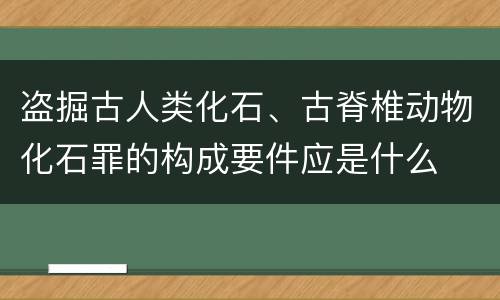 盗掘古人类化石、古脊椎动物化石罪的构成要件应是什么