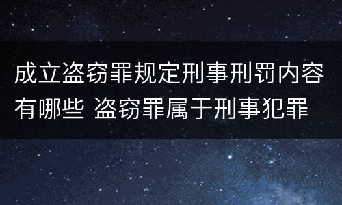 成立盗窃罪规定刑事刑罚内容有哪些 盗窃罪属于刑事犯罪