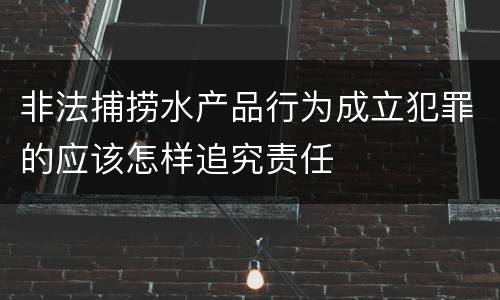 非法捕捞水产品行为成立犯罪的应该怎样追究责任