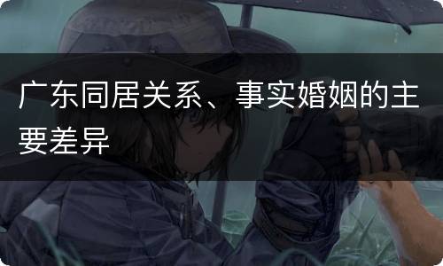 广东同居关系、事实婚姻的主要差异
