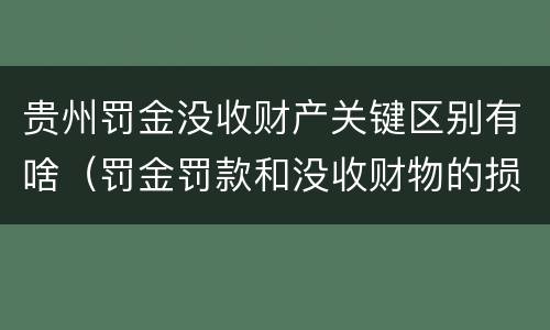 贵州罚金没收财产关键区别有啥（罚金罚款和没收财物的损失是指什么）