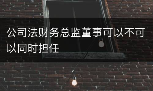 公司法财务总监董事可以不可以同时担任