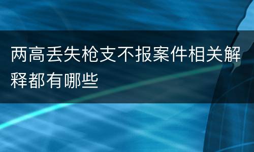 两高丢失枪支不报案件相关解释都有哪些