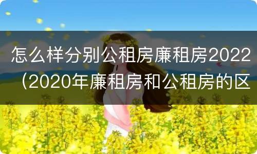 怎么样分别公租房廉租房2022（2020年廉租房和公租房的区别）