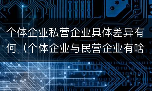 个体企业私营企业具体差异有何（个体企业与民营企业有啥不同）