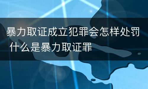 暴力取证成立犯罪会怎样处罚 什么是暴力取证罪