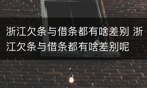 浙江欠条与借条都有啥差别 浙江欠条与借条都有啥差别呢