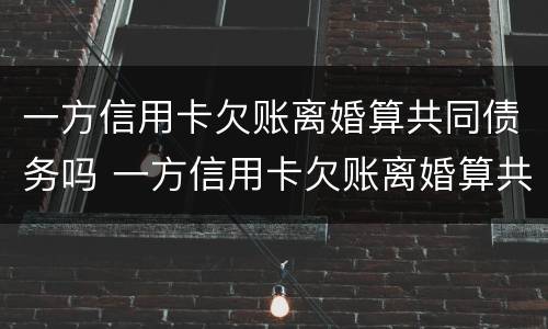 一方信用卡欠账离婚算共同债务吗 一方信用卡欠账离婚算共同债务吗怎么办