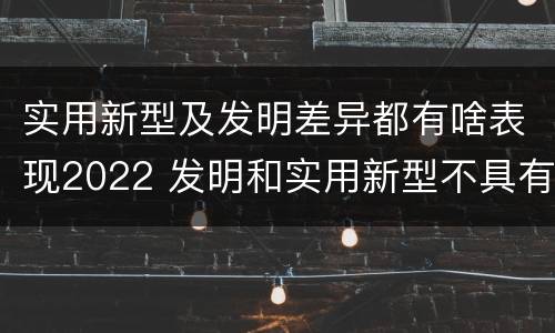 实用新型及发明差异都有啥表现2022 发明和实用新型不具有什么特性