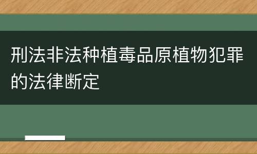 刑法非法种植毒品原植物犯罪的法律断定