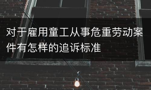 对于雇用童工从事危重劳动案件有怎样的追诉标准