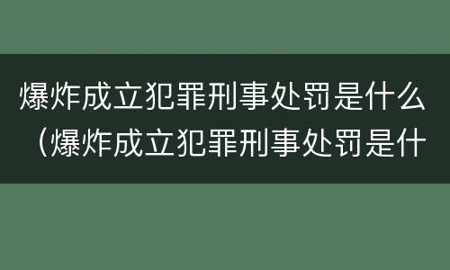 爆炸成立犯罪刑事处罚是什么（爆炸成立犯罪刑事处罚是什么意思）