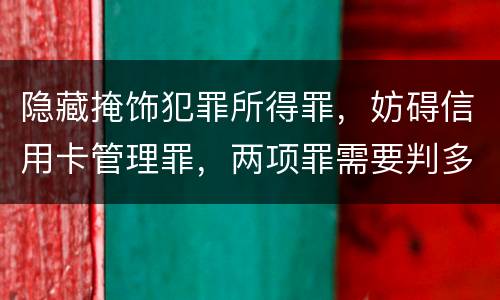 隐藏掩饰犯罪所得罪，妨碍信用卡管理罪，两项罪需要判多久