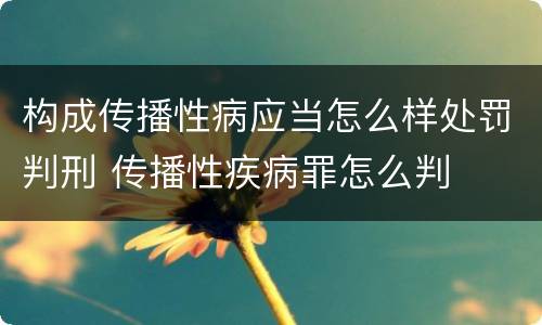 构成传播性病应当怎么样处罚判刑 传播性疾病罪怎么判