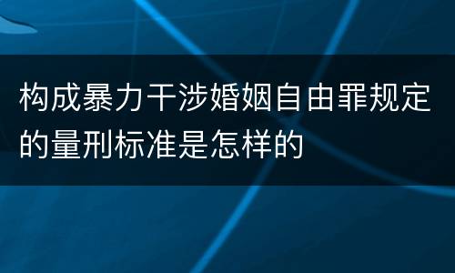 构成暴力干涉婚姻自由罪规定的量刑标准是怎样的