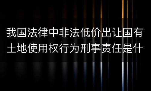 我国法律中非法低价出让国有土地使用权行为刑事责任是什么