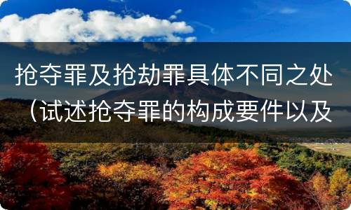 抢夺罪及抢劫罪具体不同之处（试述抢夺罪的构成要件以及与抢劫罪的区别）