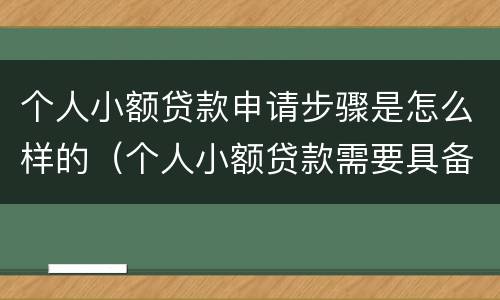 个人小额贷款申请步骤是怎么样的（个人小额贷款需要具备哪些条件）