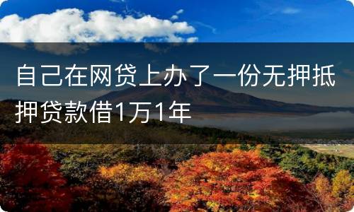 自己在网贷上办了一份无押抵押贷款借1万1年